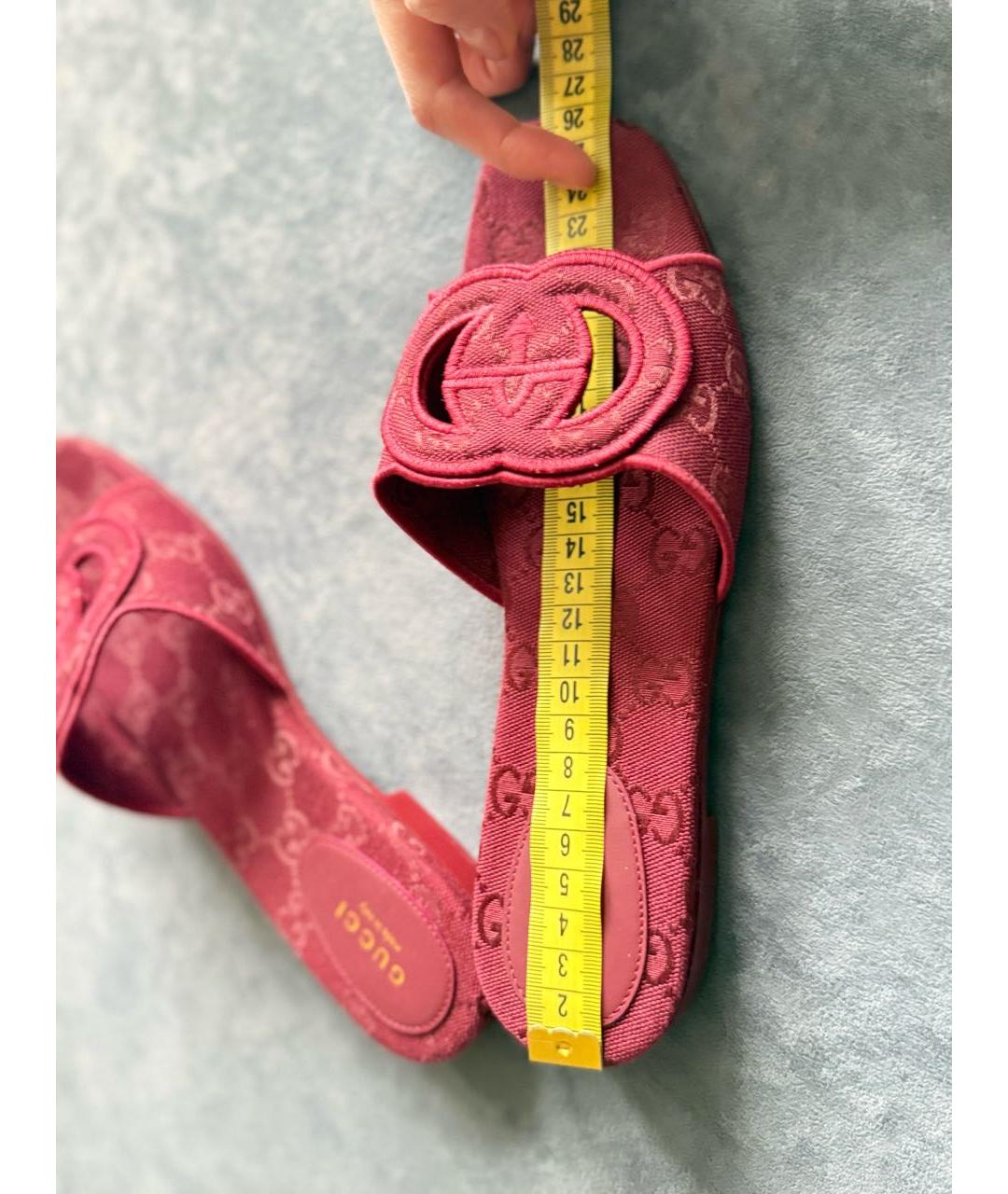 GUCCI Бордовые шлепанцы, фото 6