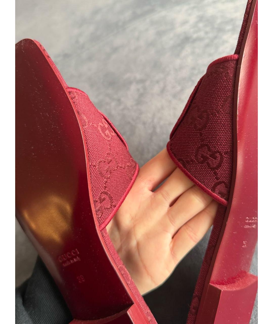 GUCCI Бордовые шлепанцы, фото 5