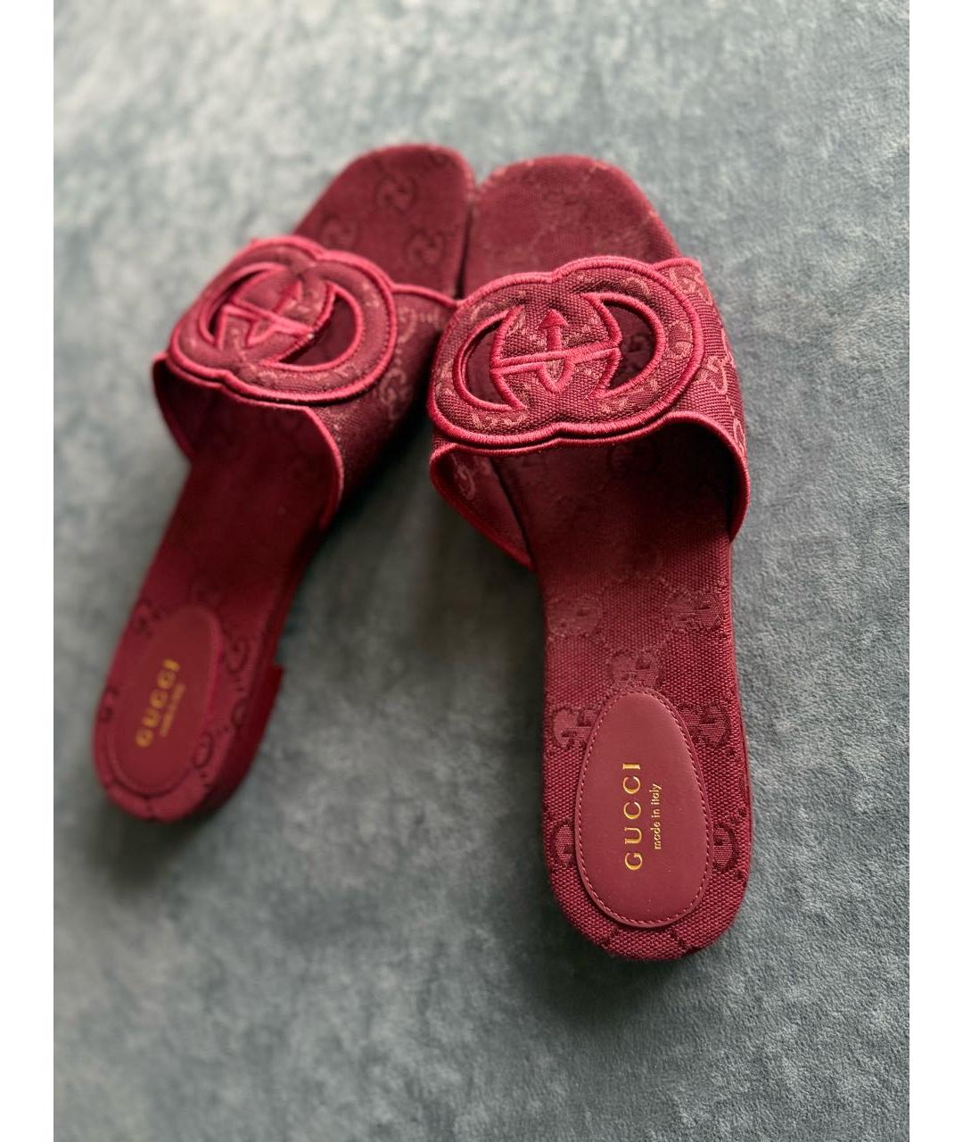 GUCCI Бордовые шлепанцы, фото 7