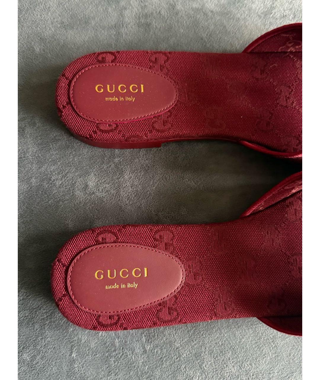 GUCCI Бордовые шлепанцы, фото 3