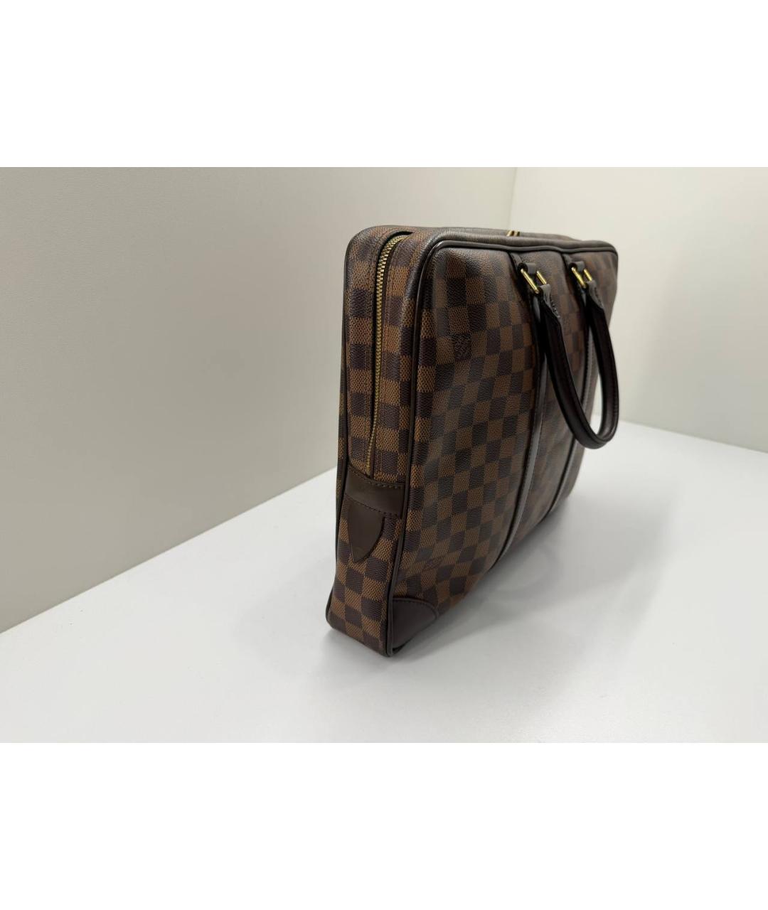 LOUIS VUITTON Коричневый кожаный портфель, фото 4