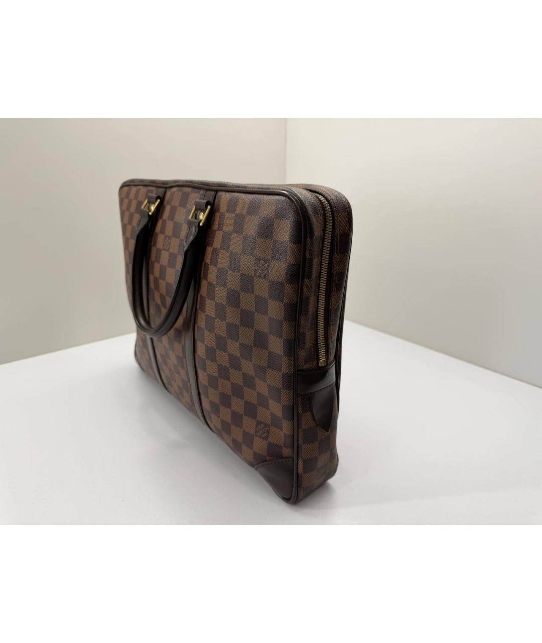 LOUIS VUITTON Коричневый кожаный портфель, фото 8