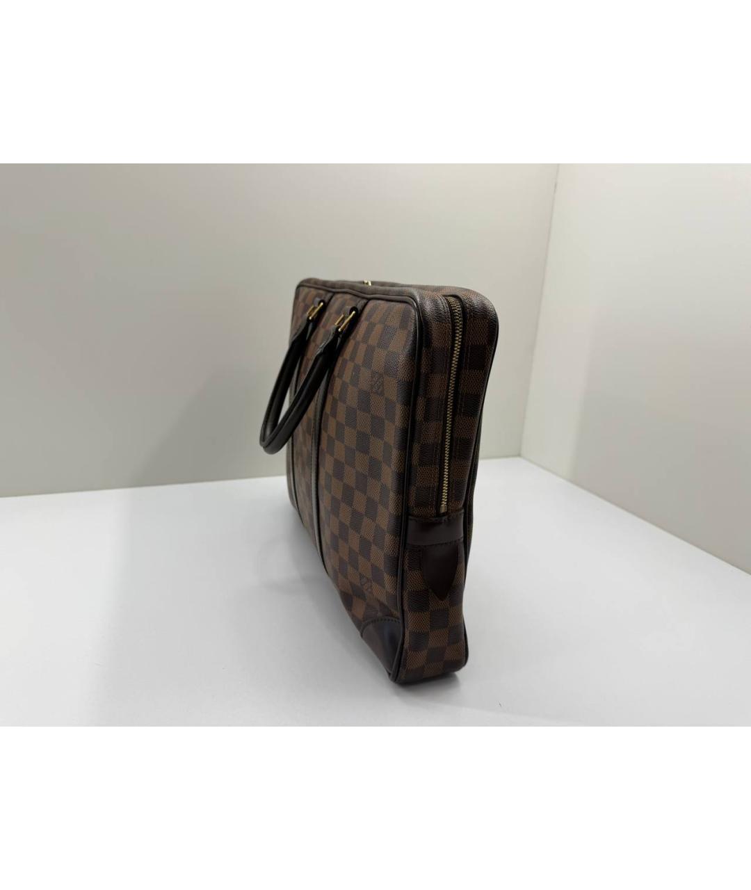 LOUIS VUITTON Коричневый кожаный портфель, фото 5