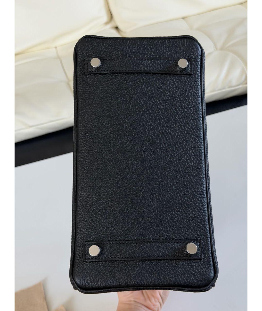 HERMES Черная кожаная сумка с короткими ручками, фото 5