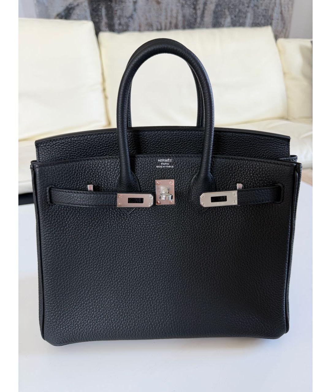 HERMES Черная кожаная сумка с короткими ручками, фото 6
