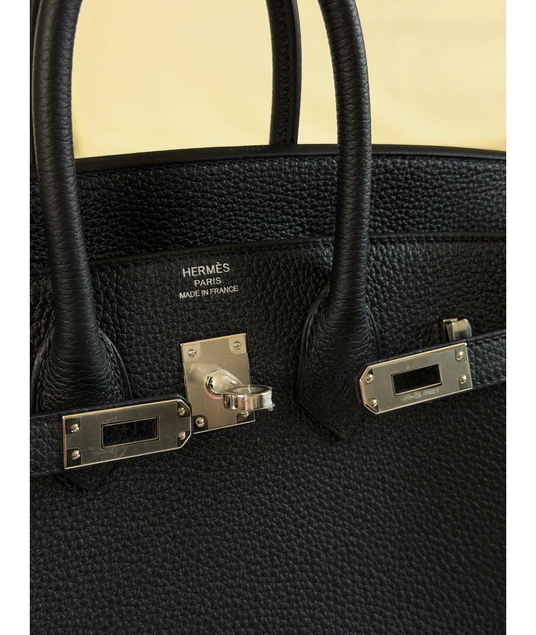 HERMES Черная кожаная сумка с короткими ручками, фото 2