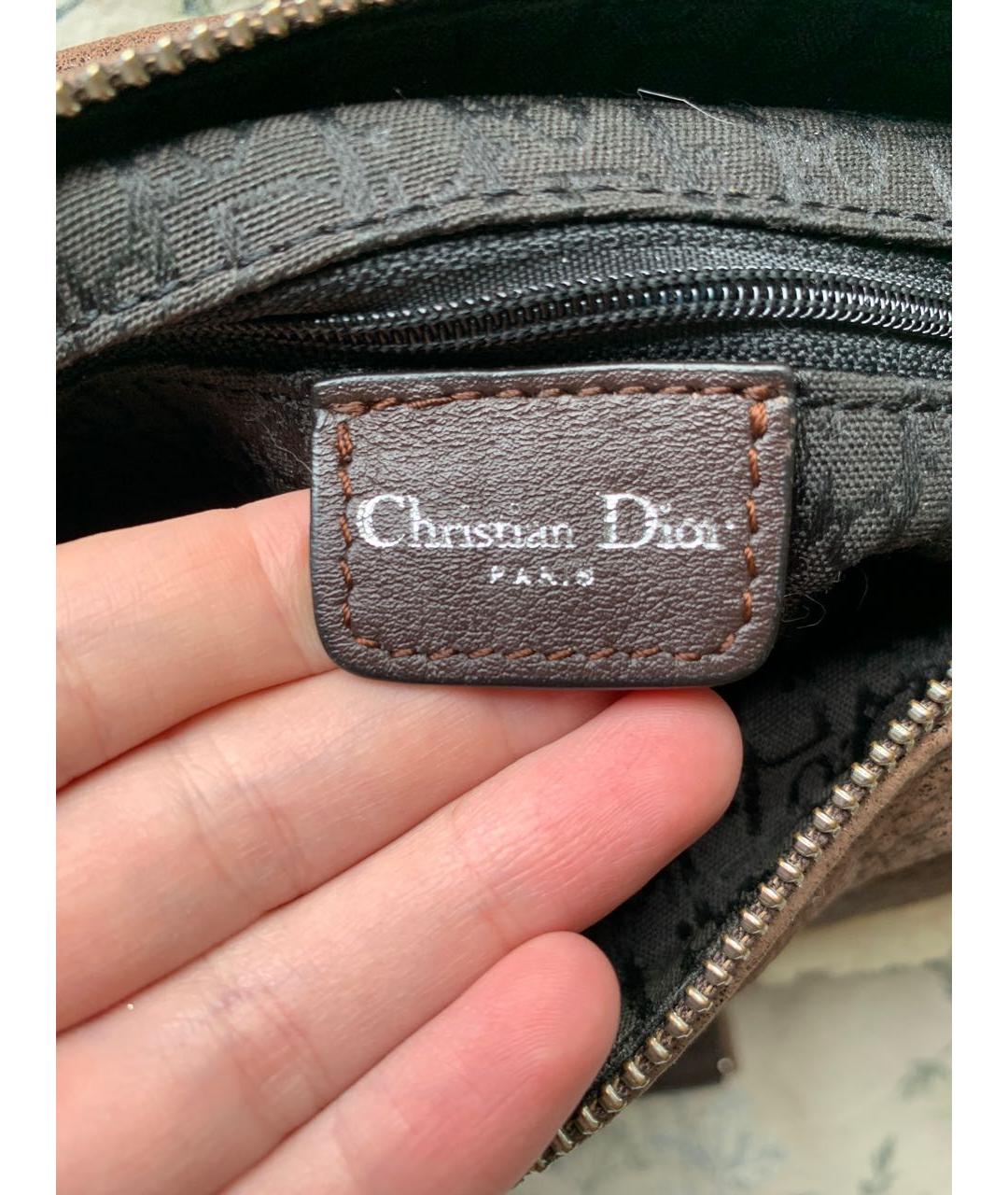 CHRISTIAN DIOR Коричневая меховая сумка через плечо, фото 5