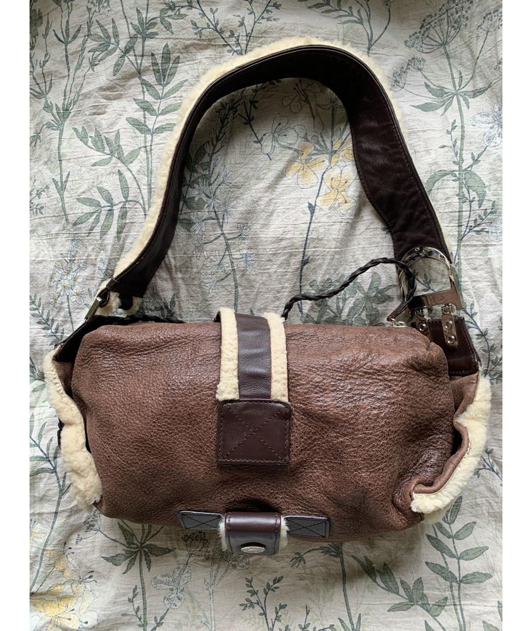 CHRISTIAN DIOR Коричневая меховая сумка через плечо, фото 4