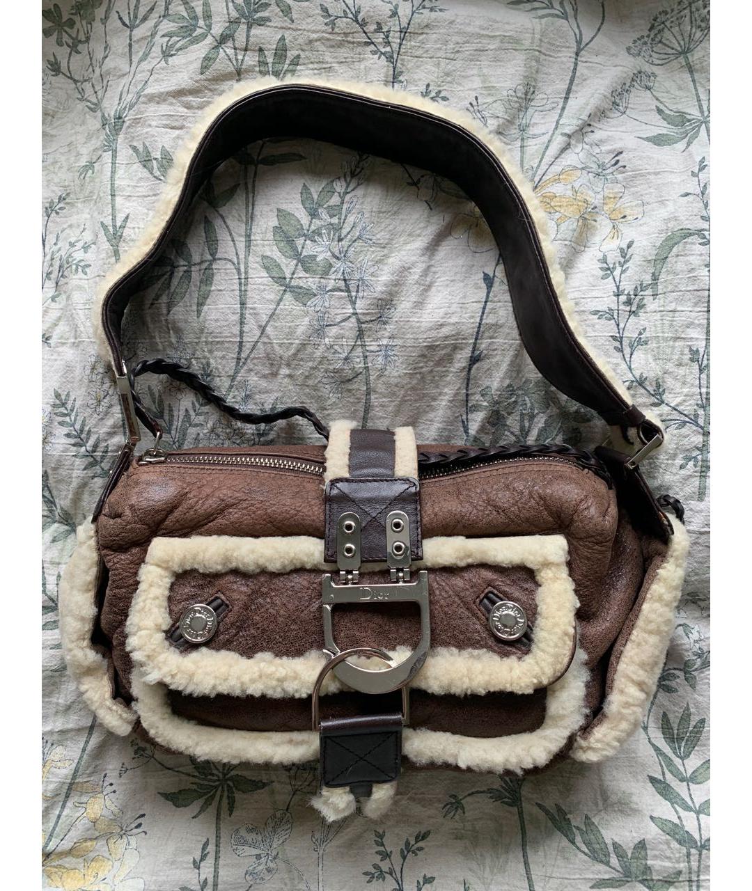 CHRISTIAN DIOR Коричневая меховая сумка через плечо, фото 8