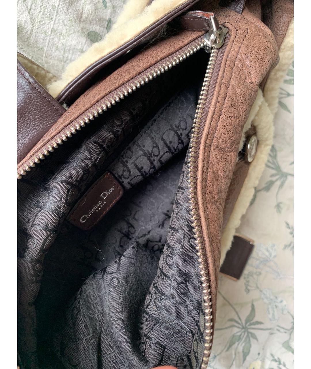 CHRISTIAN DIOR Коричневая меховая сумка через плечо, фото 3