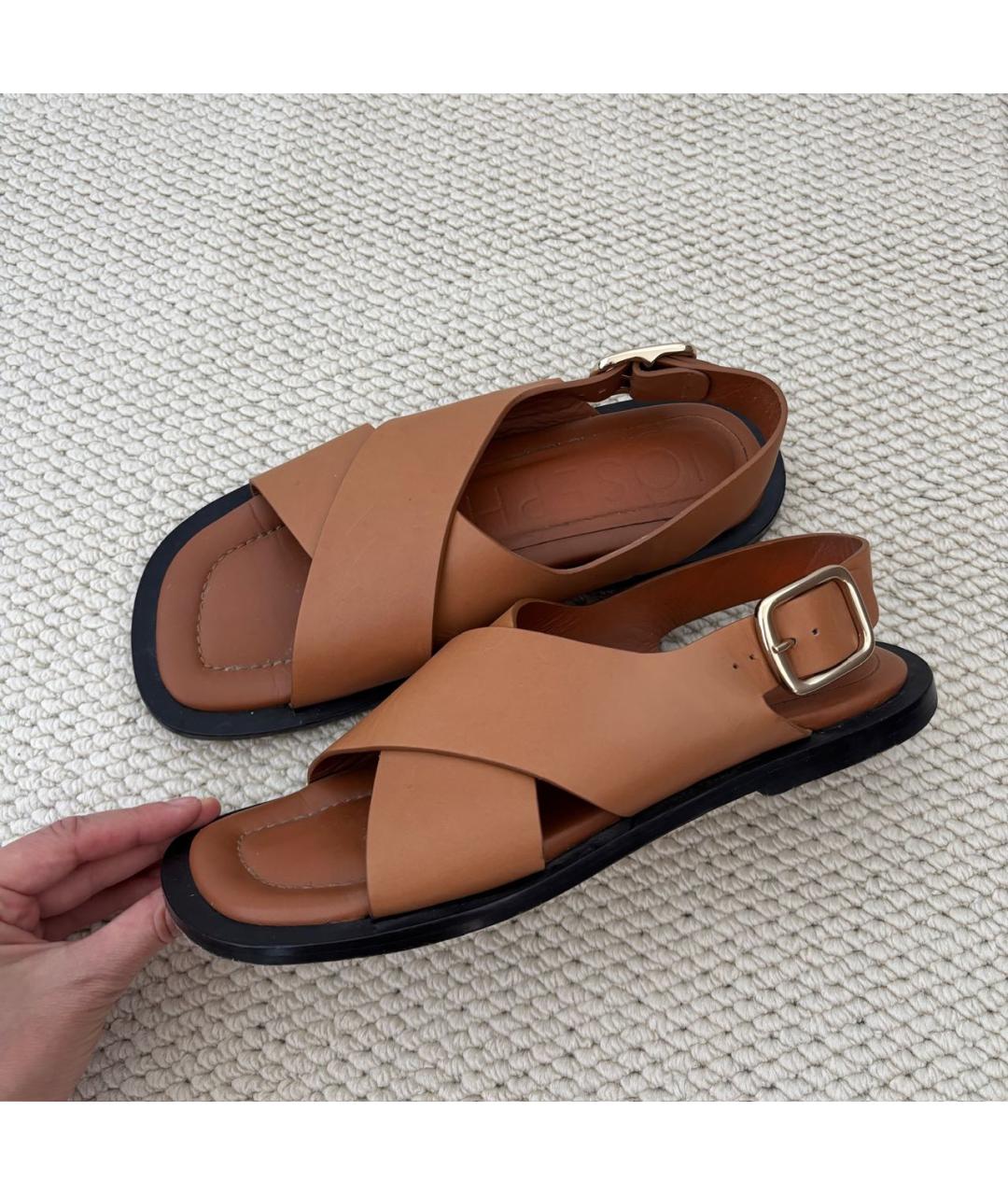 JOSEPH Коричневые кожаные сандалии, фото 9