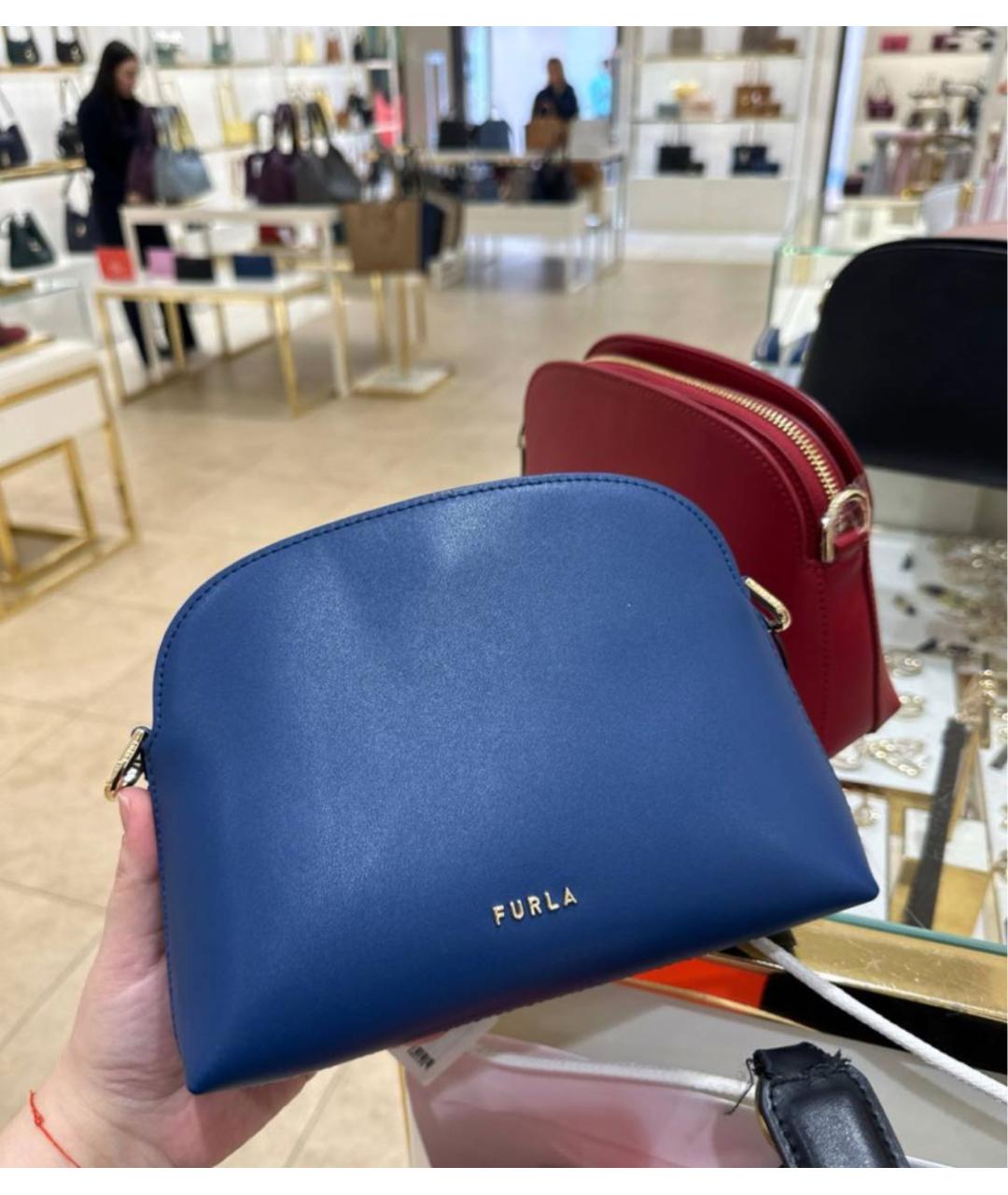 FURLA Синяя кожаная сумка через плечо, фото 8