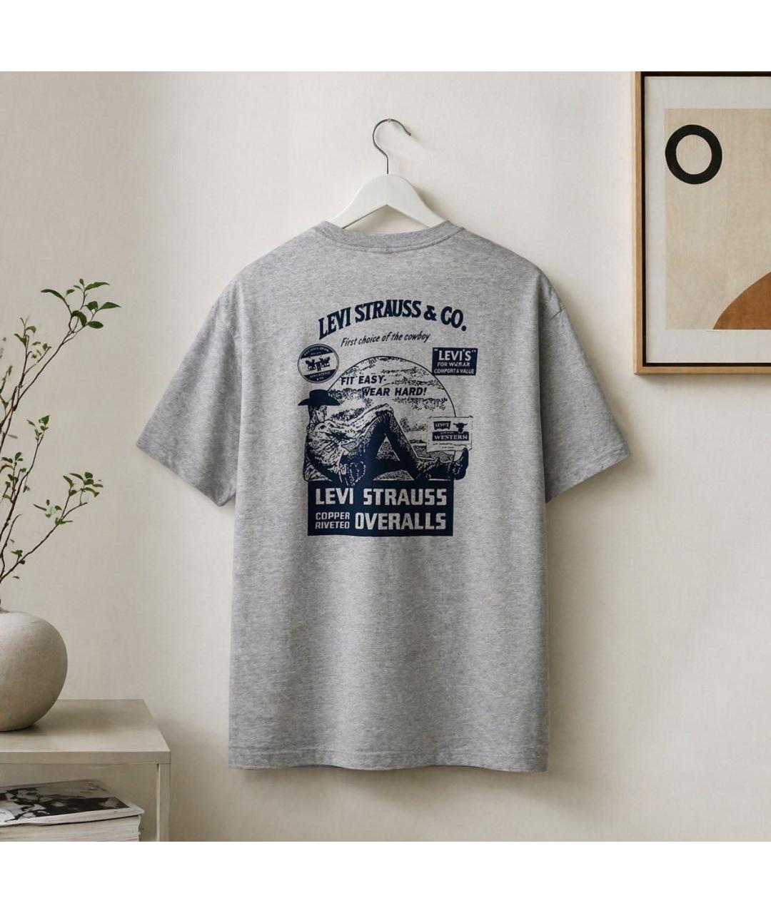 LEVI'S Серая хлопковая футболка, фото 2