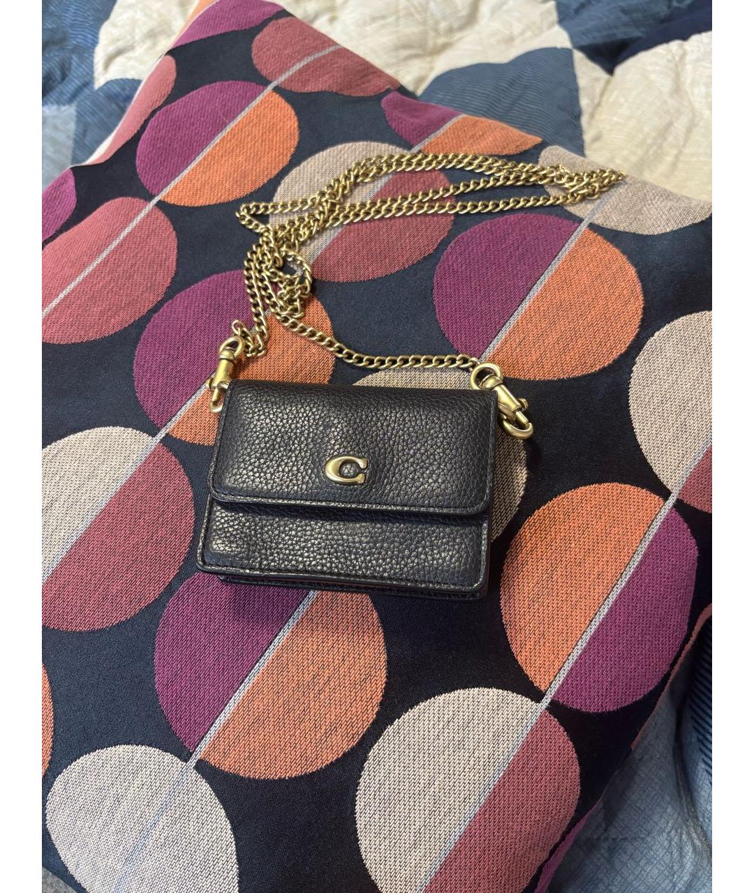 COACH Черная кожаная сумка через плечо, фото 2