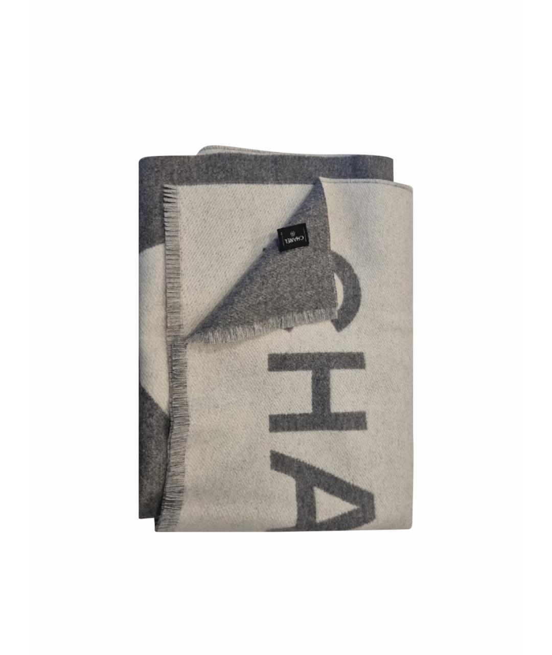 CHANEL Серый кашемировый шарф, фото 1