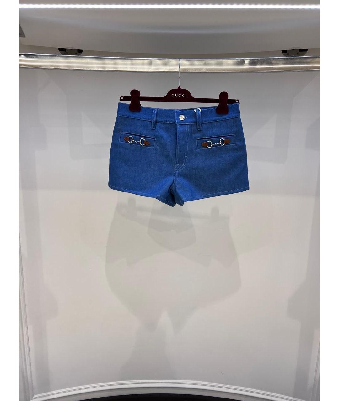 GUCCI Синие хлопковые шорты, фото 2