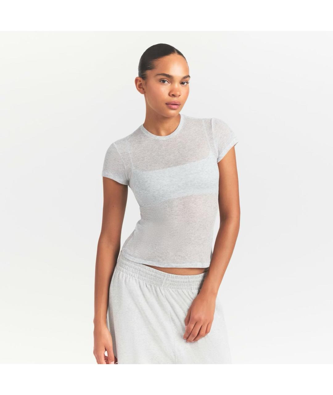 SKIMS Серая хлопковая футболка, фото 2