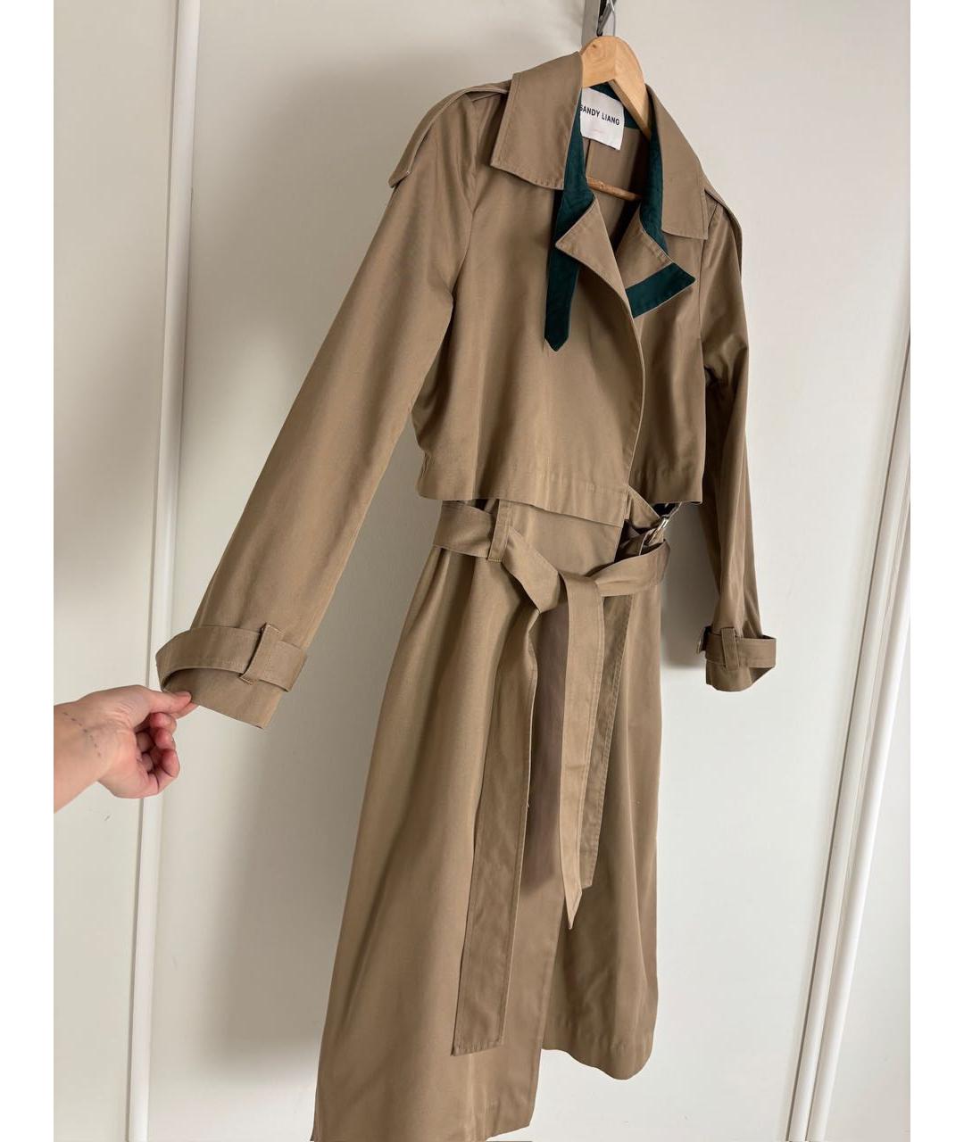 SANDY LIANG Бежевый хлопковый тренч/плащ, фото 8