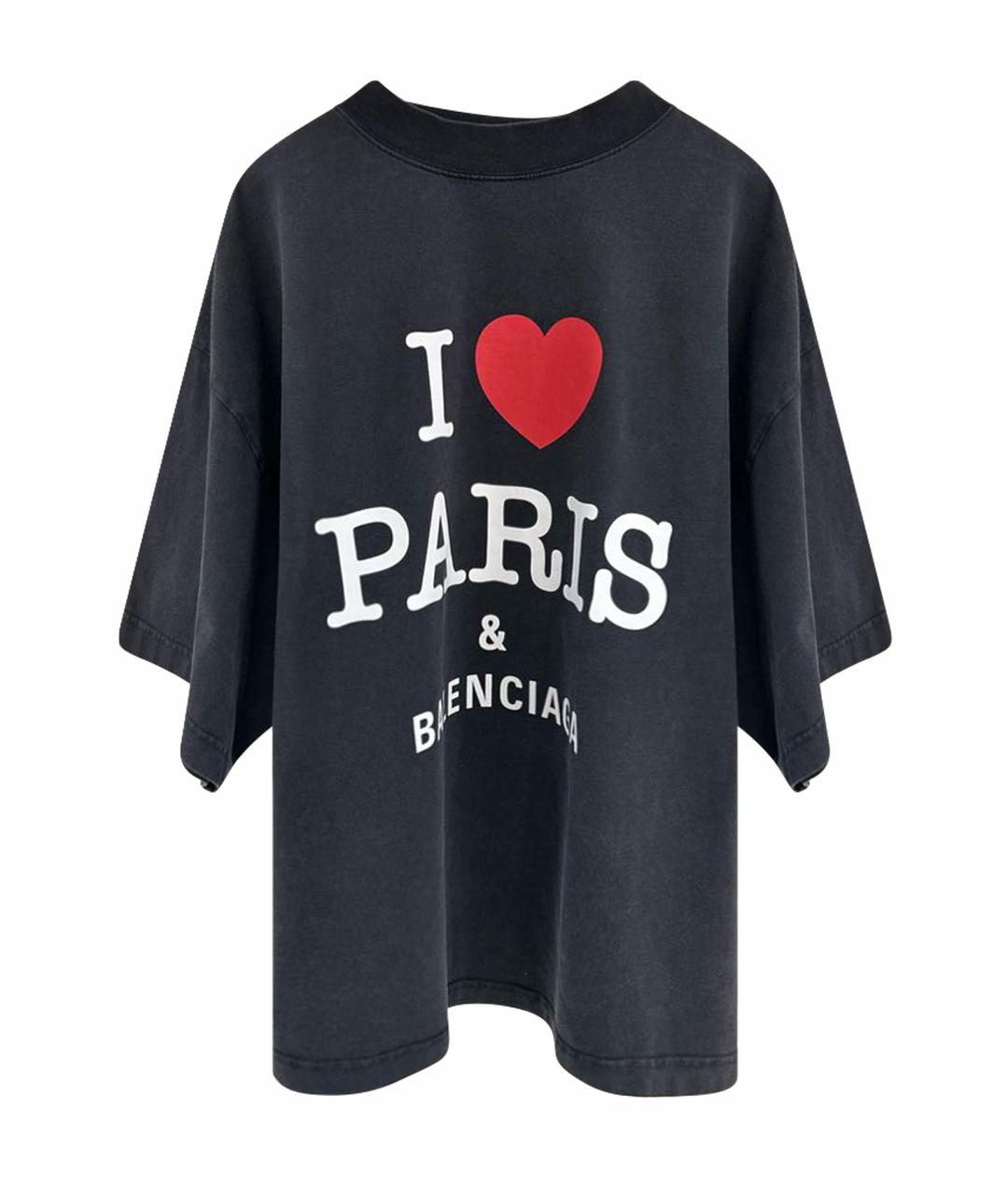 BALENCIAGA Черная хлопковая футболка, фото 1