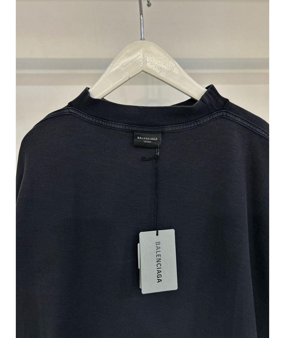 BALENCIAGA Черная хлопковая футболка, фото 3