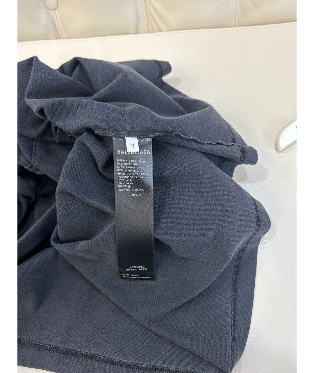 BALENCIAGA Черная хлопковая футболка, фото 5