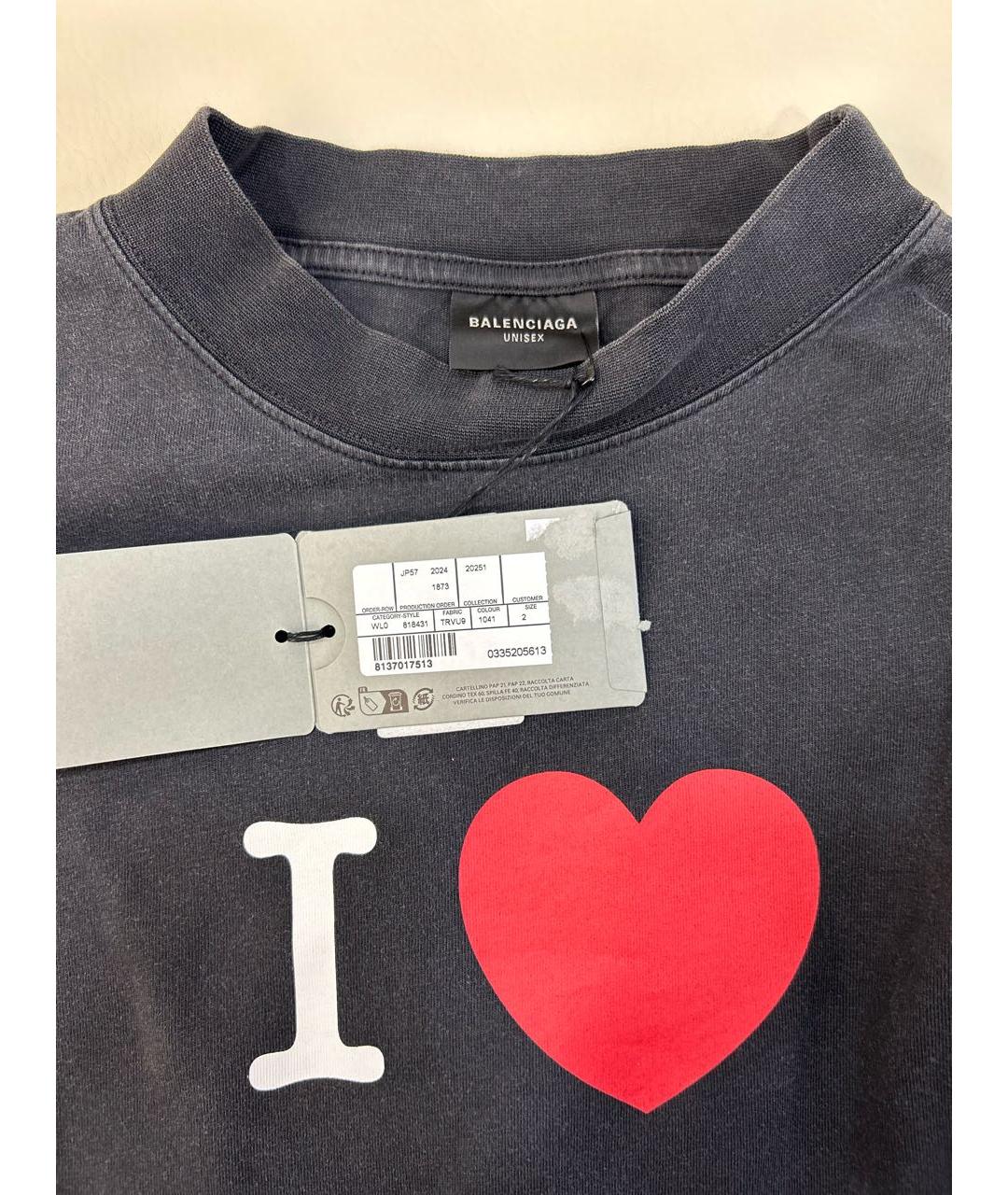 BALENCIAGA Черная хлопковая футболка, фото 8