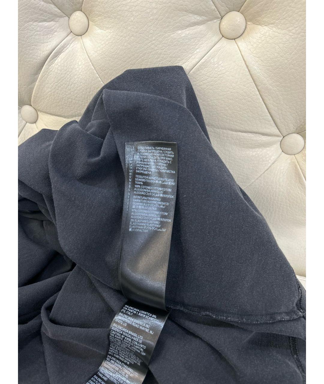 BALENCIAGA Черная хлопковая футболка, фото 6