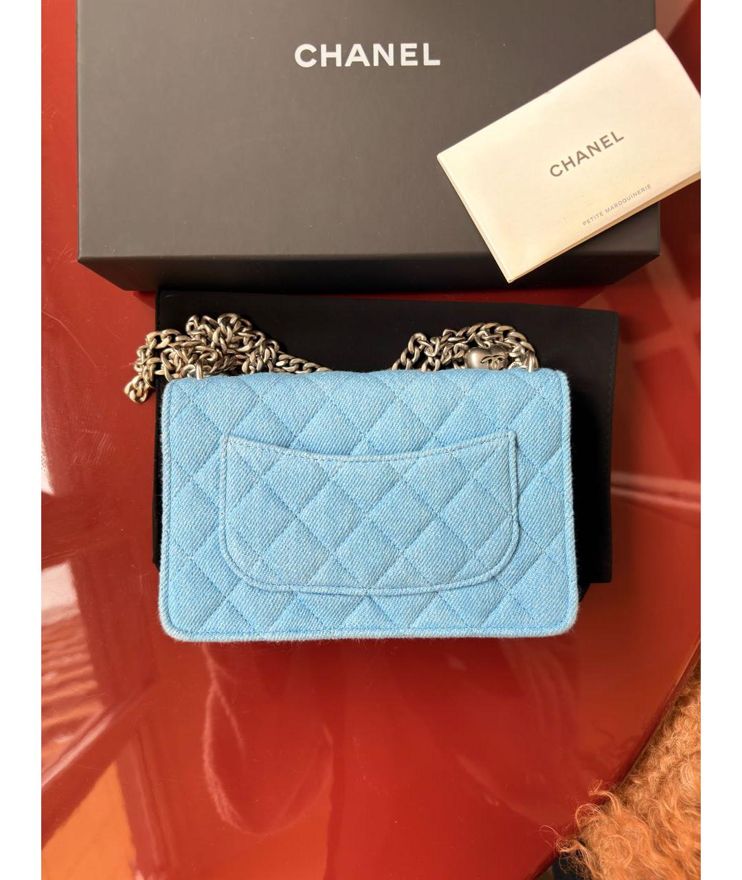 CHANEL Голубая деним сумка через плечо, фото 2