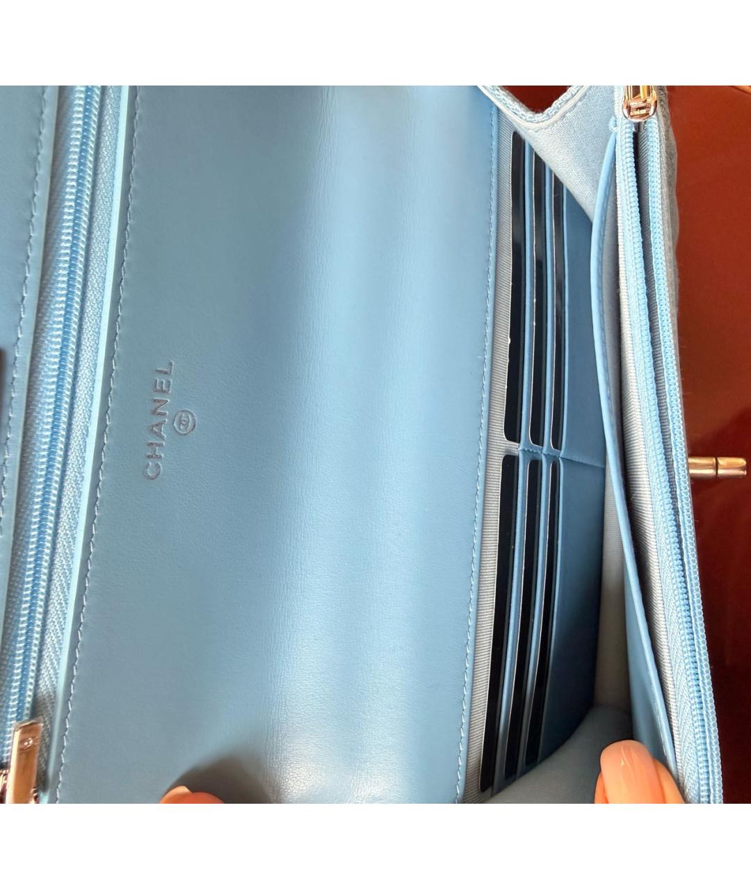 CHANEL Голубая деним сумка через плечо, фото 6