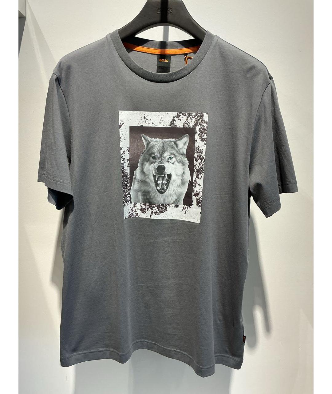 HUGO BOSS Серая хлопковая футболка, фото 2