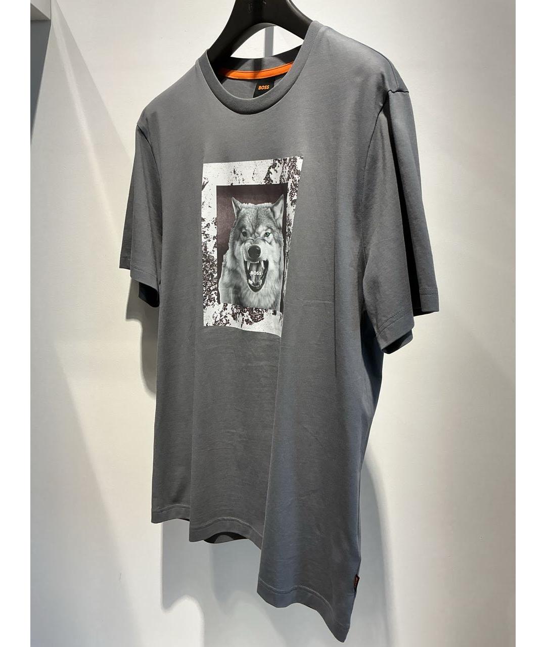 HUGO BOSS Серая хлопковая футболка, фото 3