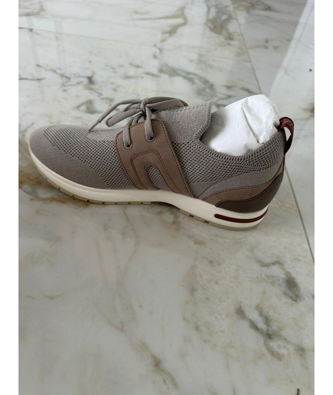 LORO PIANA Бежевые текстильные кроссовки, фото 3