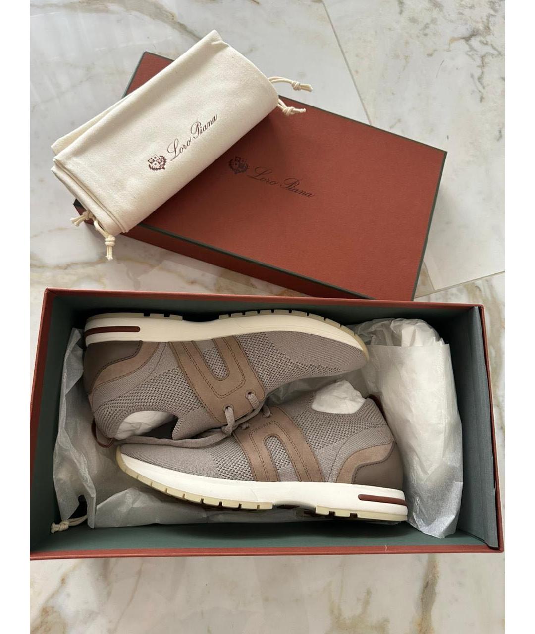 LORO PIANA Бежевые текстильные кроссовки, фото 4