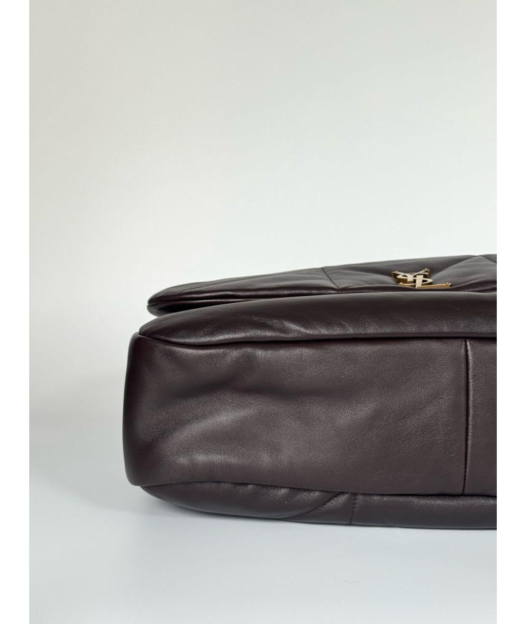SAINT LAURENT Коричневая кожаная сумка через плечо, фото 5