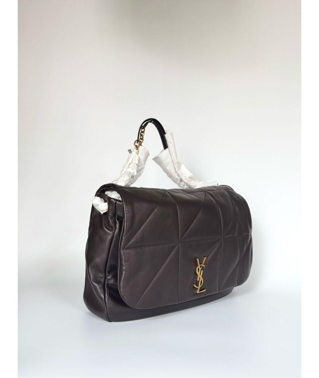 SAINT LAURENT Коричневая кожаная сумка через плечо, фото 2