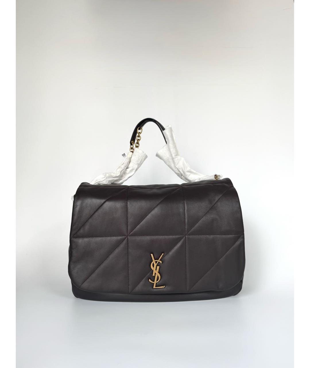 SAINT LAURENT Коричневая кожаная сумка через плечо, фото 9