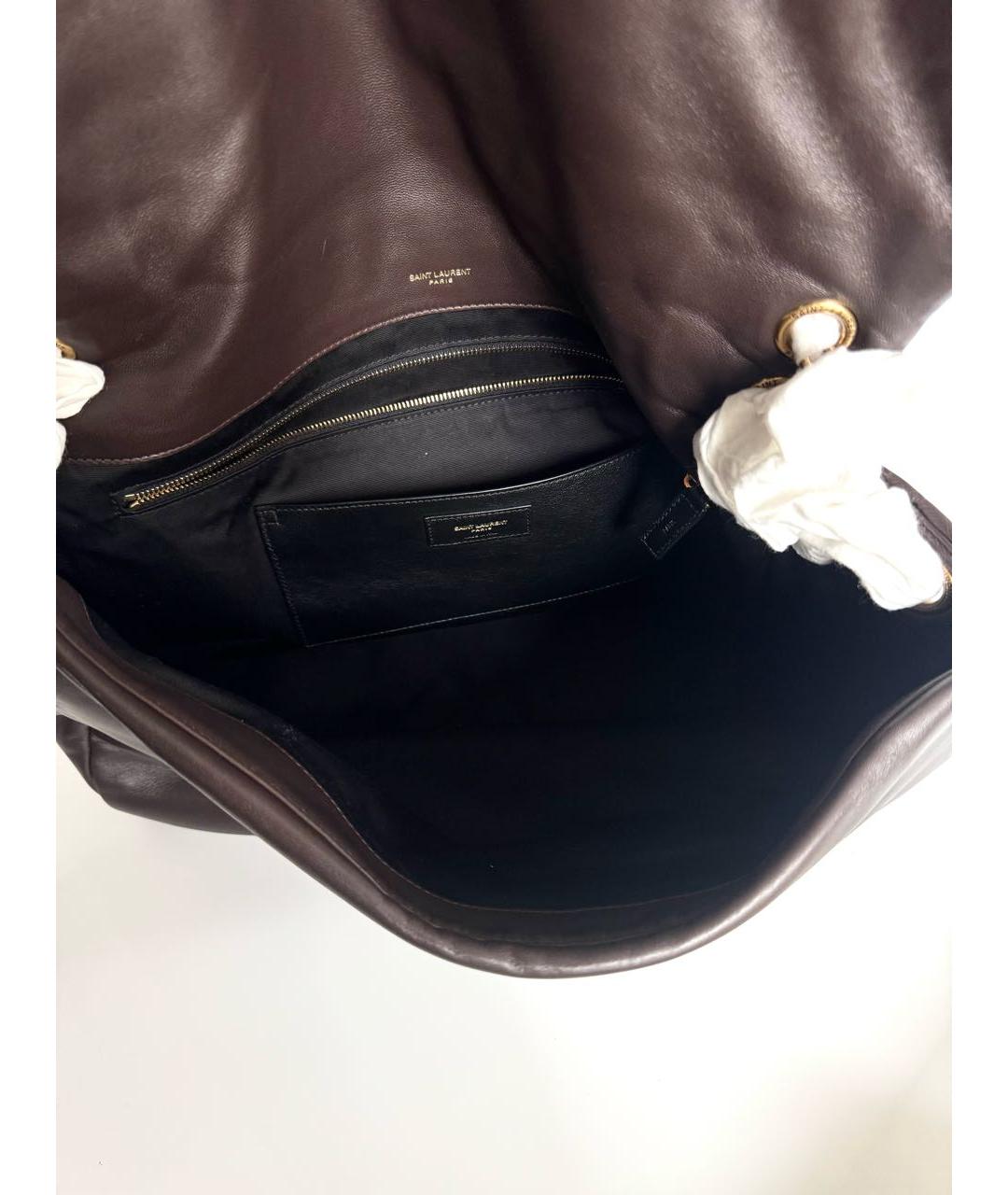 SAINT LAURENT Коричневая кожаная сумка через плечо, фото 4