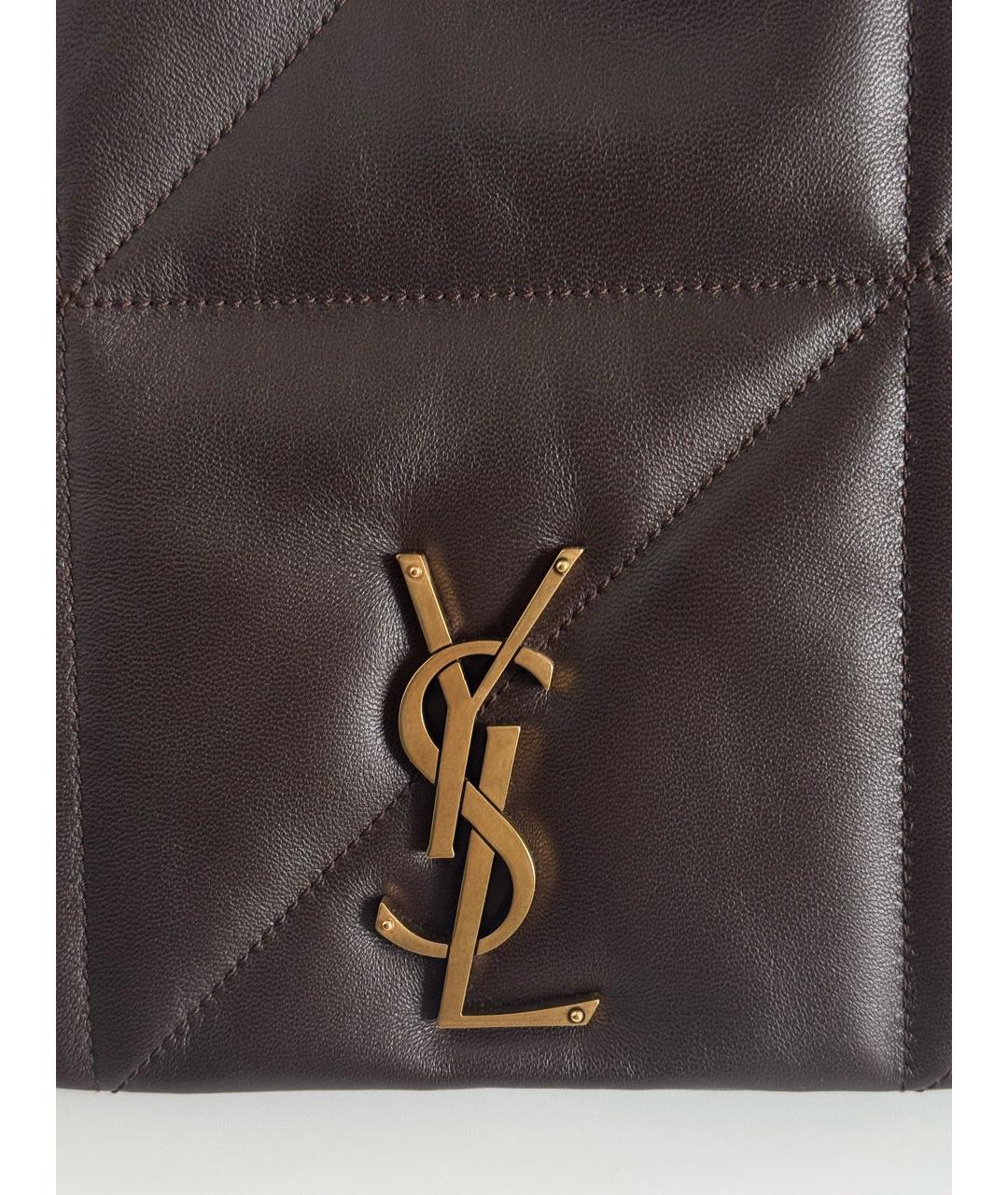 SAINT LAURENT Коричневая кожаная сумка через плечо, фото 8