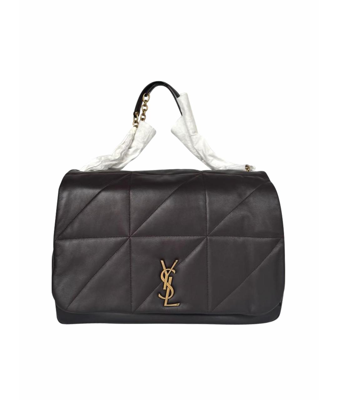 SAINT LAURENT Коричневая кожаная сумка через плечо, фото 1