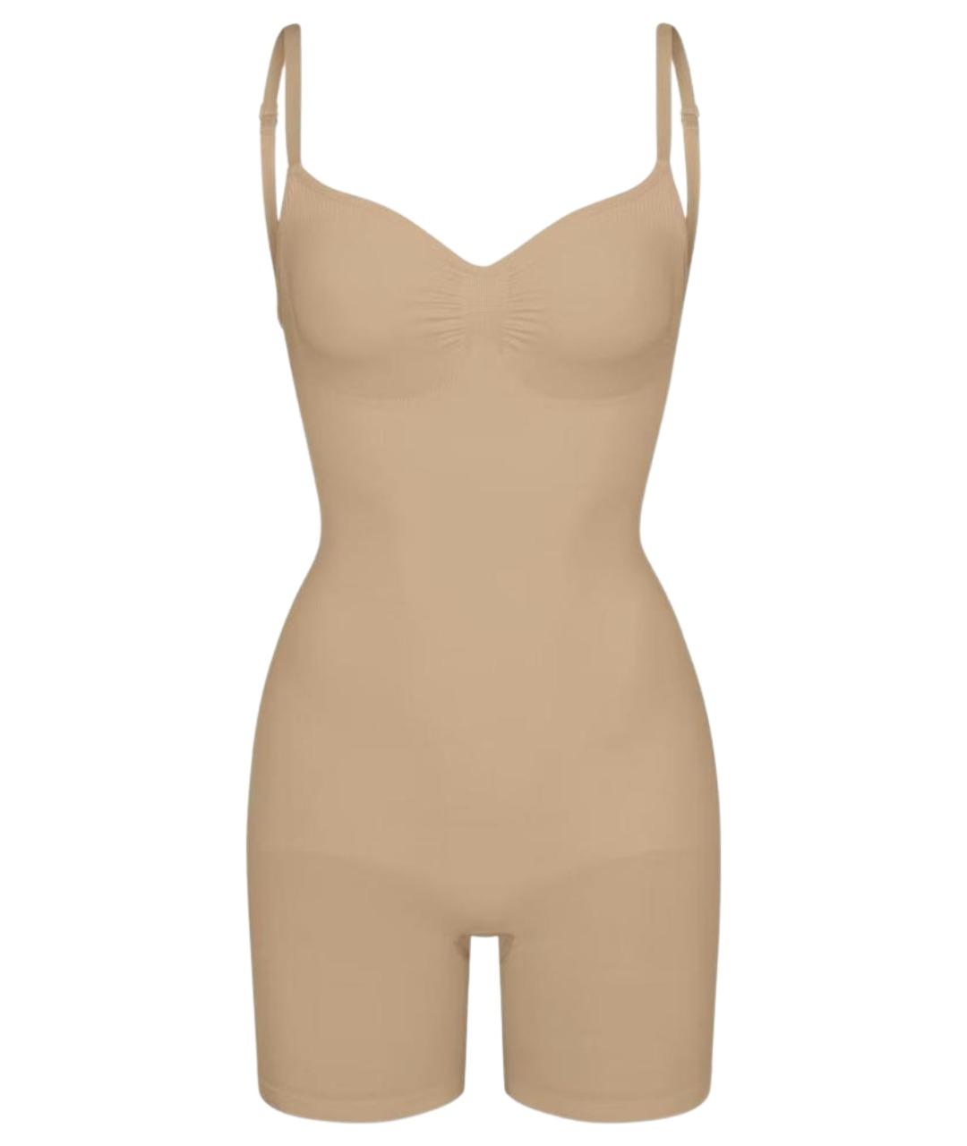 SKIMS Бежевое хлопко-эластановое боди, фото 1
