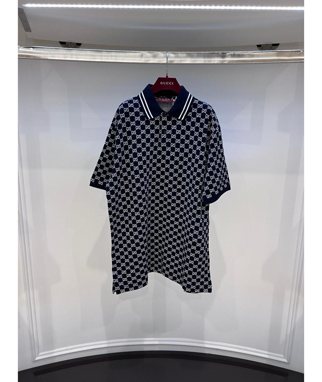 GUCCI Синее поло с коротким рукавом, фото 2