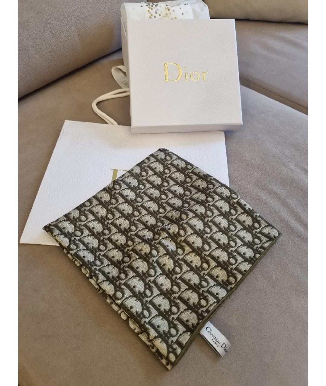 CHRISTIAN DIOR Хаки шелковый платок, фото 7