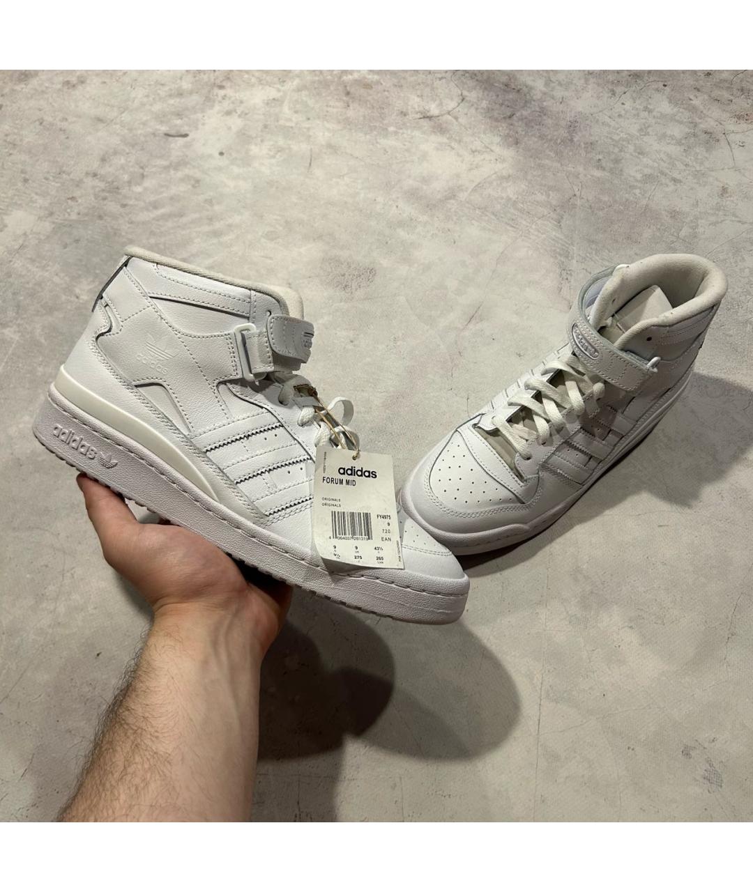 ADIDAS Белые кожаные высокие кроссовки / кеды, фото 6