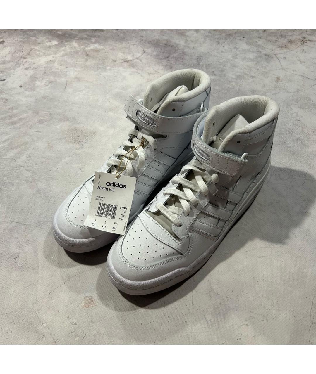 ADIDAS Белые кожаные высокие кроссовки / кеды, фото 2