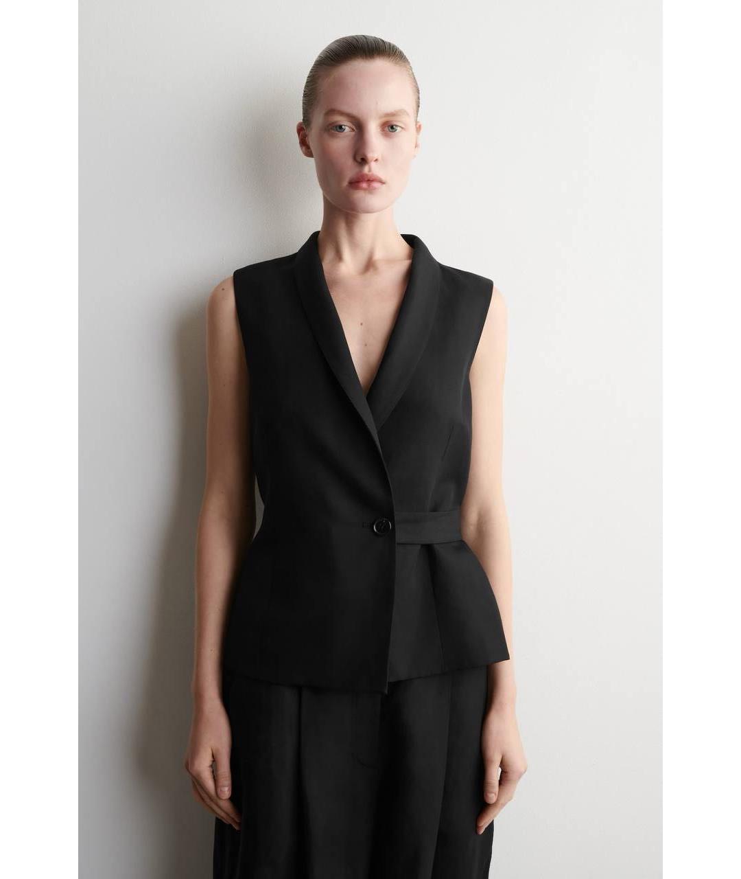 COS Черный льняной жилет, фото 3