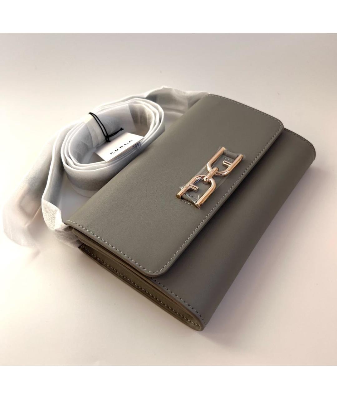 FURLA Серая кожаная сумка через плечо, фото 3