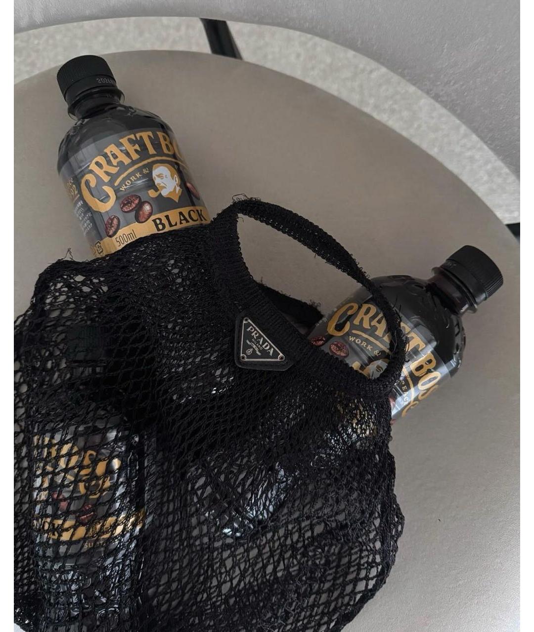 PRADA Черная пелетеная сумка тоут, фото 6
