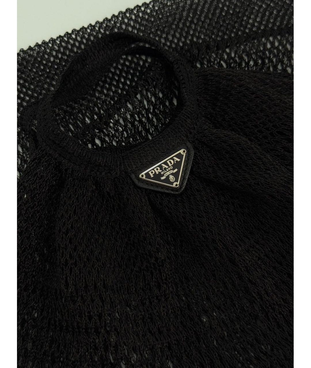 PRADA Черная пелетеная сумка тоут, фото 4
