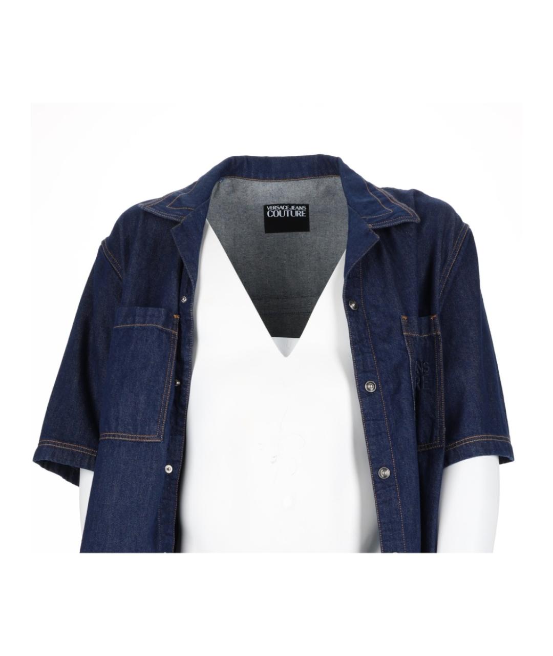 VERSACE JEANS COUTURE Синяя хлопковая кэжуал рубашка, фото 3