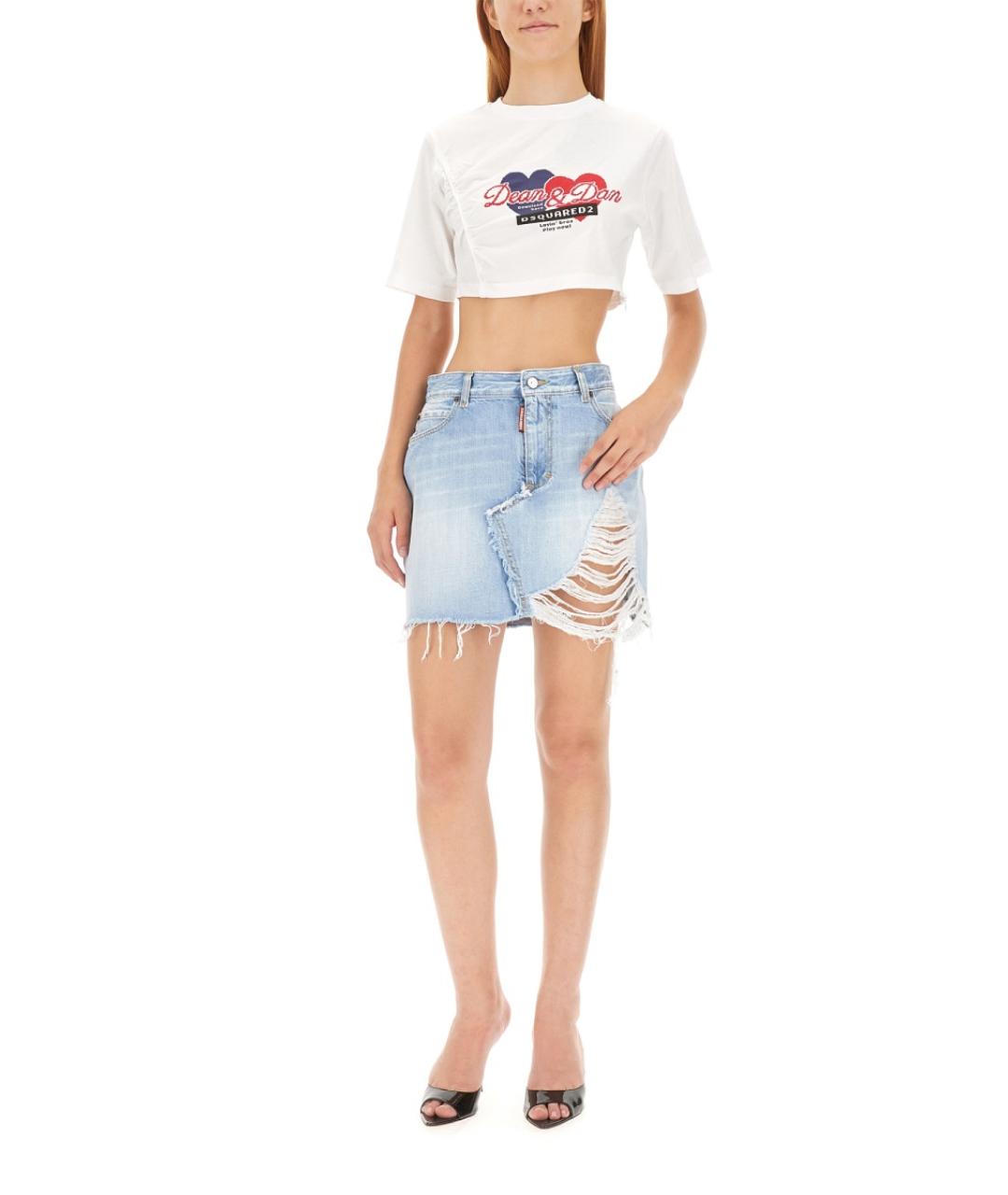 DSQUARED2 Голубая хлопковая юбка миди, фото 2